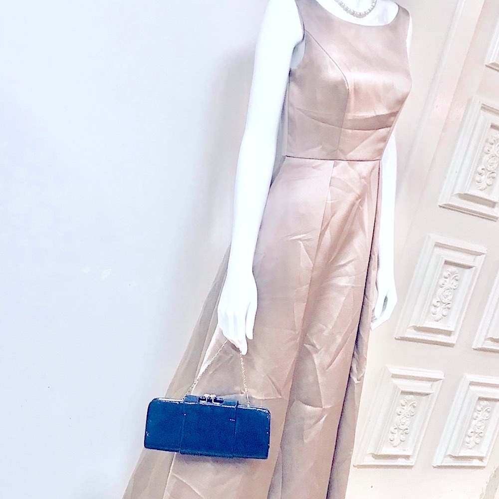 DiY Glam Clutch-Shoulder Handbag Navy Silver Fold Over Snap Closure+Silver Chain - Picture 3 of 16